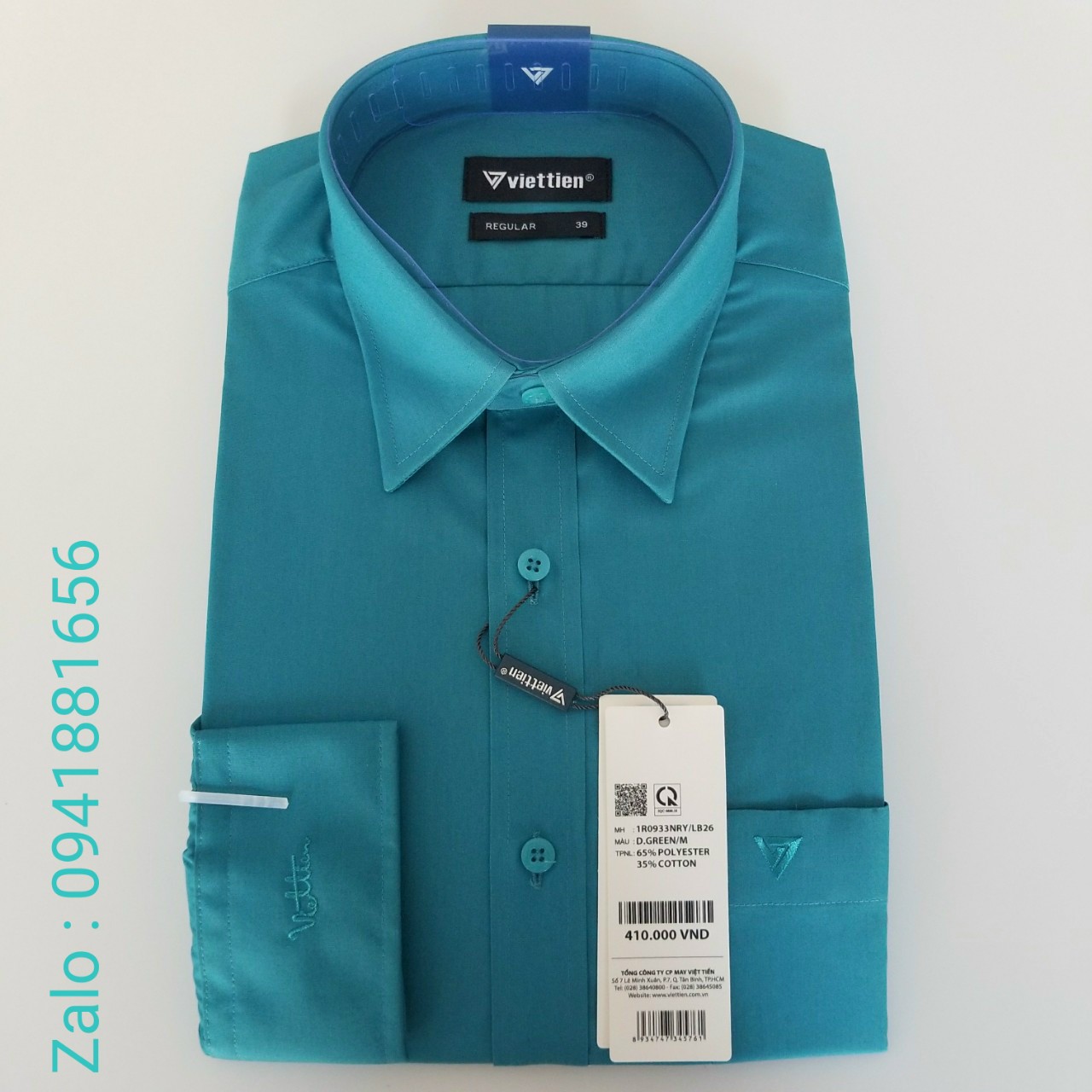 [HCM][Chính Hãng]Áo sơ mi nam Việt Tiến dài tay màu xanh két -phom suông -tà bầu - Shop hứa-thời trang nam công sở