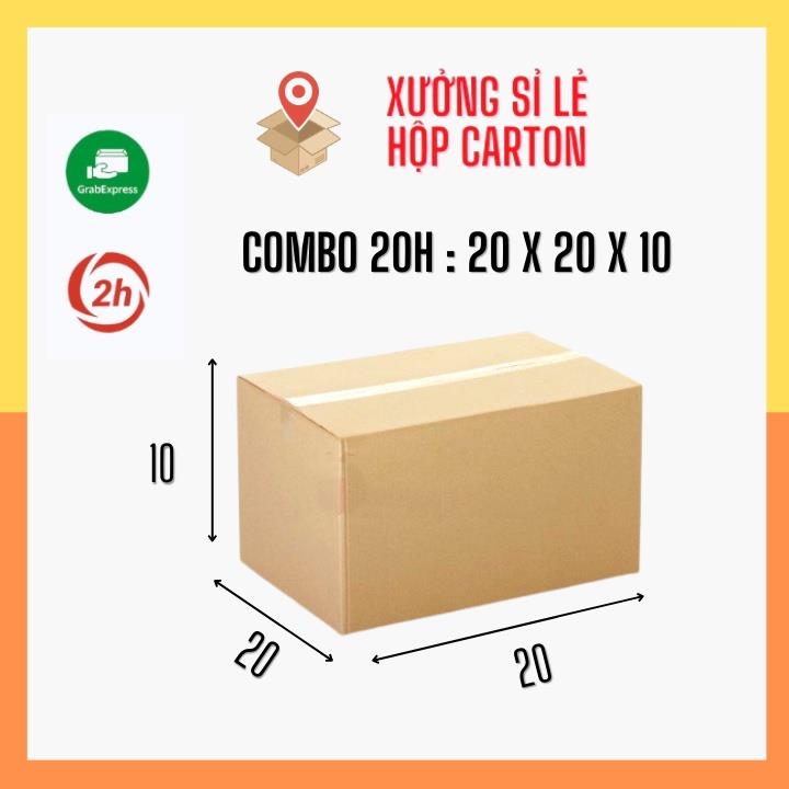 ♞♘ [FREESHIP] Combo 20 Hộp carton 20x20x10 đóng hàng giá rẻ tại Hà Nội - Thùng giấy ship cod