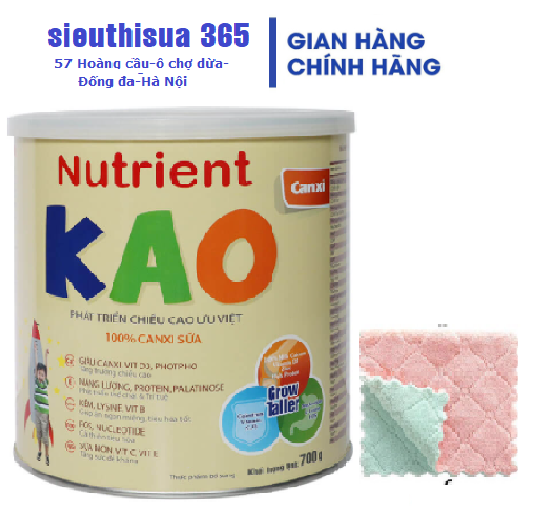 Sữa Nutrient Kao 700g (cho trẻ từ 1 – 6 tuổi) - Date 2025-> tặng khăn mặt bông mềm mịn cho bé.