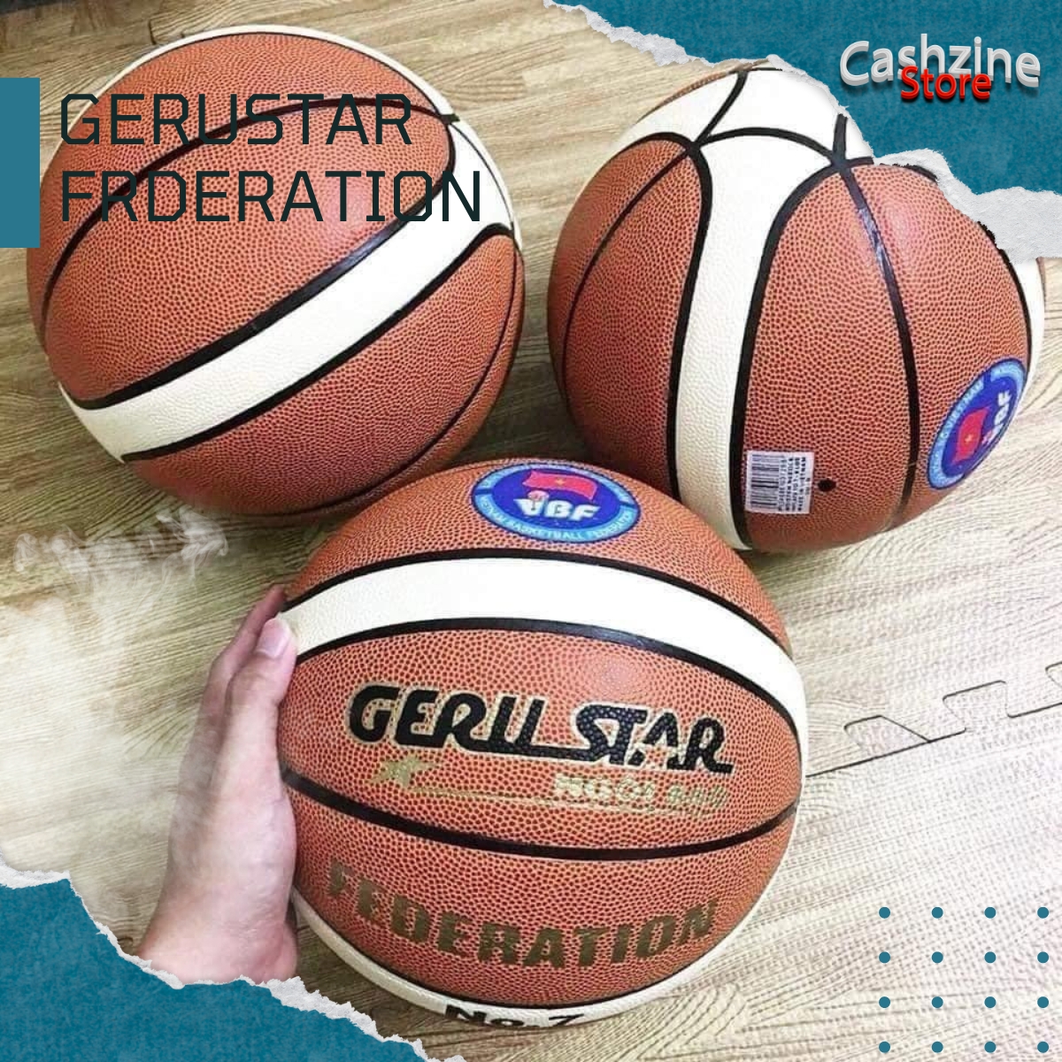 Banh bóng rổ da Geru Star Da cao cấp PU 2M Federation - Size 6,7 (Chuẩn thi đấu chuyên nghiệp) Tặng kim bơm và túi lưới