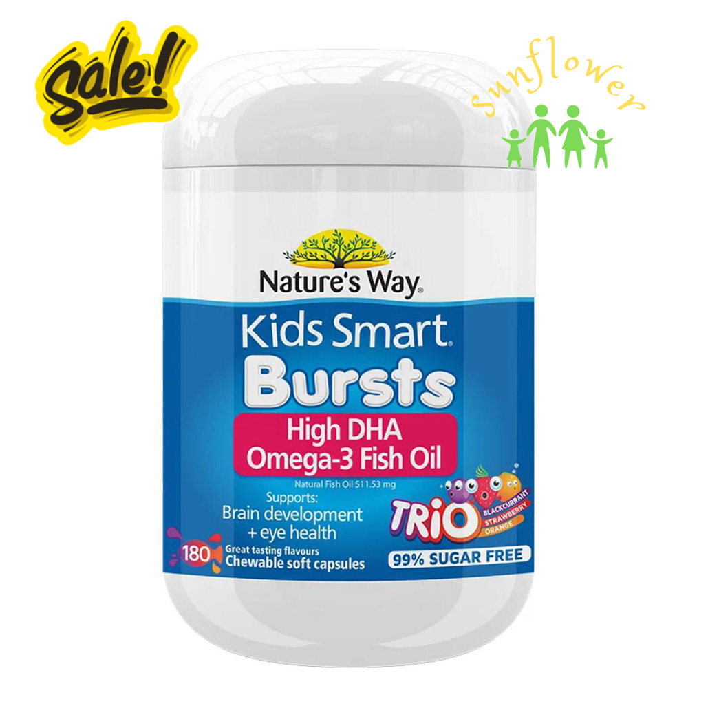 Kẹo dẻo gum bổ sung dha cho não bé kids smart omega3 fish oil trio 180 viên của úc