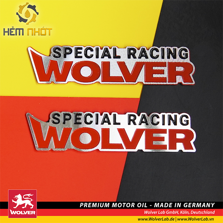 Tem nhôm xước CNC Wolver Special Racing dán xe