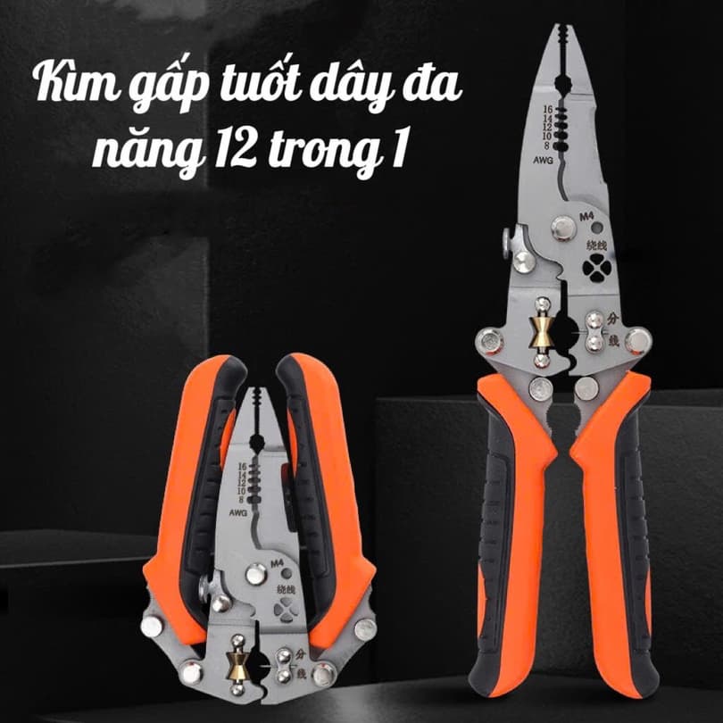 Kìm tuốt dây điện đa năng thế hệ mới tích hợp 12 tính năng trong 1 sản phẩm - Kìm điện đa năng, kiềm tuốt dây đa năng