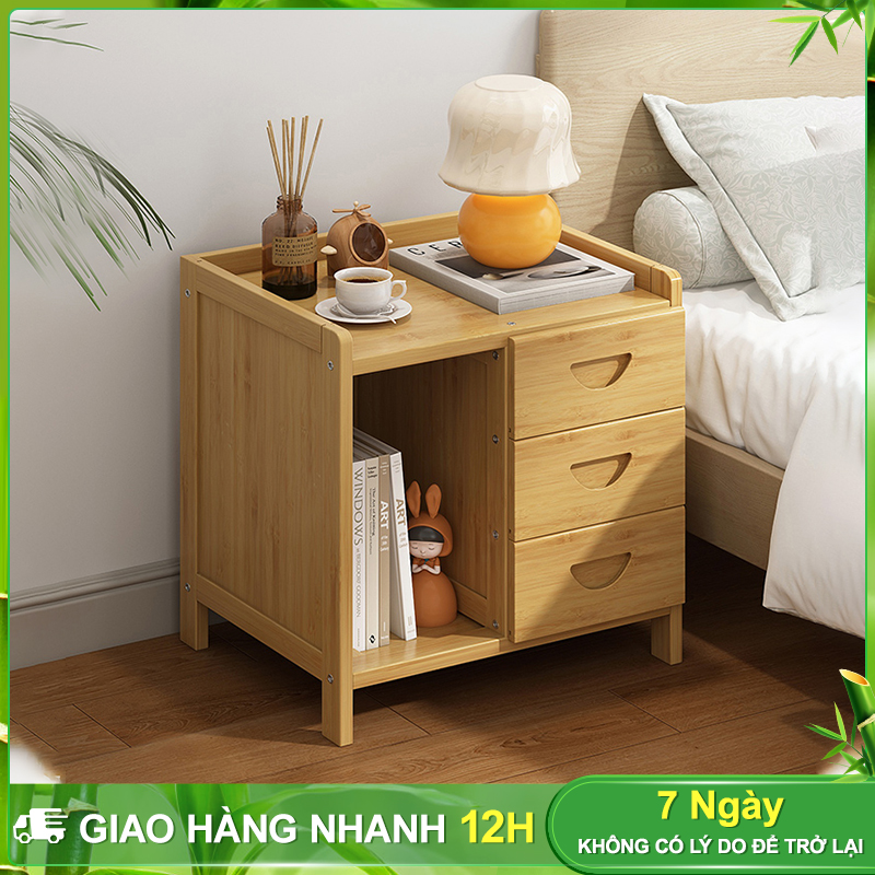 Boho tủ đầu giường, kệ đầu giường 2 ngăn kéo gỗ tiện lợi loại tốt gỗ tự nhiên mẫu mới siêu sale