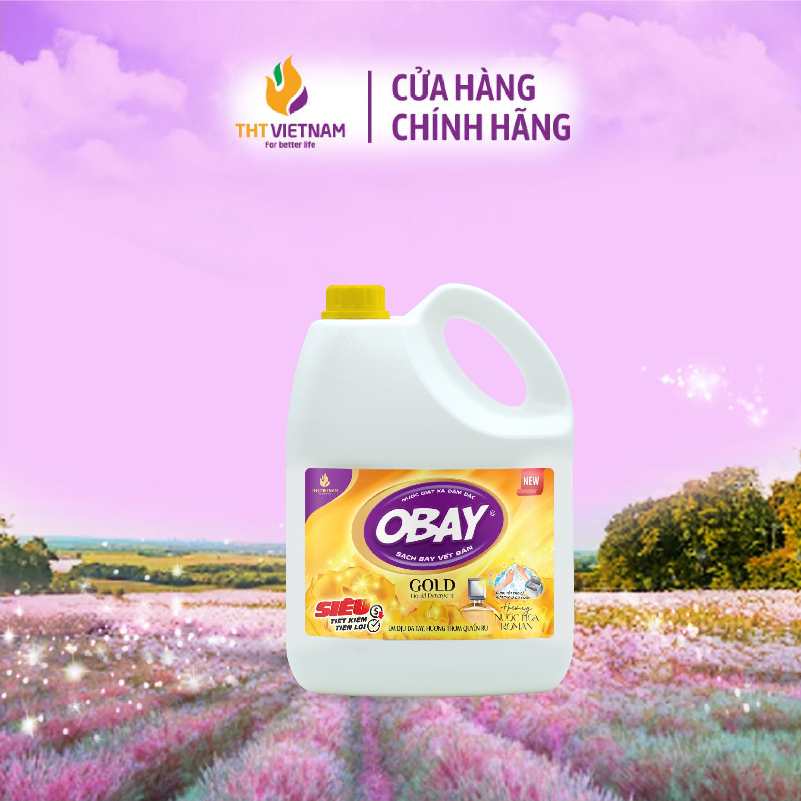 Nước giặt xả kết hợp Obay Hương Nước hoa Roman Gold Chính hãng 3,5 lít