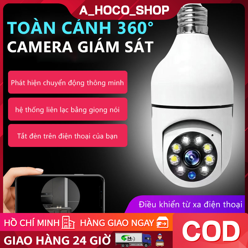 Camera Giám Sát Mới 2023 Hình Dạng Bóng Đèn - Camera IP Wifi Không Dây - Camera Siêu Nhỏ Wifi V380 FULLHD 1080P Đa Năng- Hồng Ngoại Quay Ban Đêm, Hình Ảnh Sắc Nét Cả Ngày Và Đêm, Siêu Bền- Kết Nối Wifi Qua Điệ