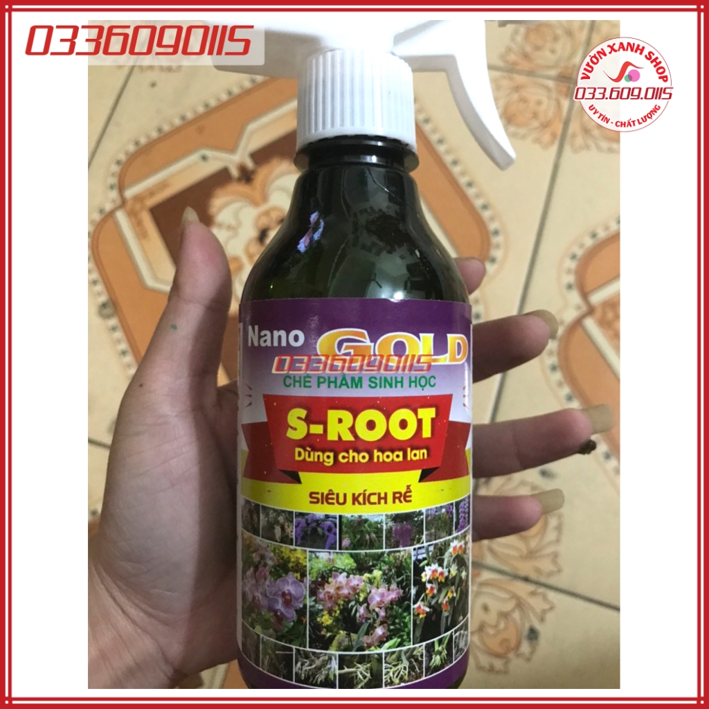 Chế phẩm sinh học chai xịt siêu kích rễ S-ROOT nano GOLD dùng cho hoa lan, phong lan