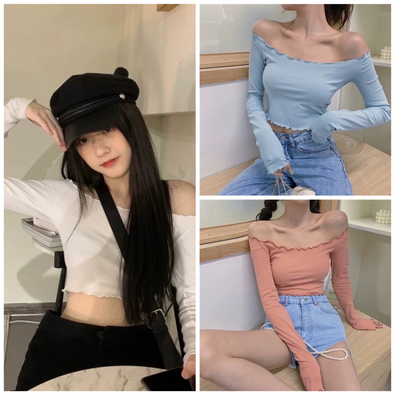 Áo croptop trễ vai