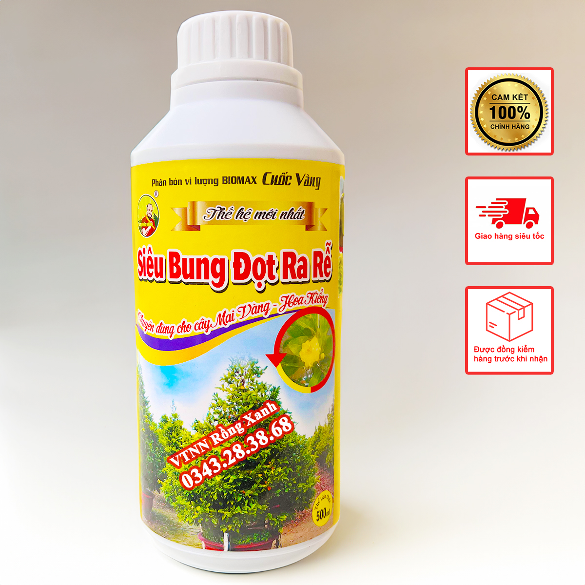 Phân bón cho mai vàng ra rễ cực mạnh bung chồi mập thân vọt đọt xanh dày lá (SBDRRCV500)