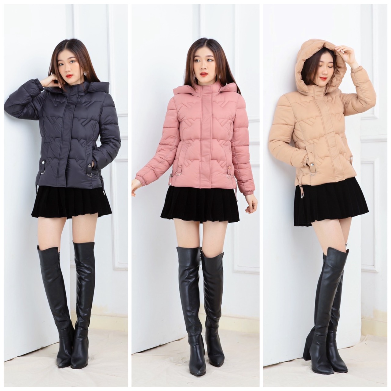 Áo phao nữ trần bông 3 lớp siêu nhé, áo khoác phao nữ dáng ngắn trần chỉ kẻ ngang, áo khoác nữ siêu ấm, áo phao lông vũ nữ, áo phao nữ mùa đông hàn quốc, CLOWE