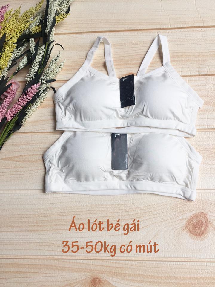 Áo lót bé gái mới lớn có mút - Combo 2 áo lá size đại cho bé 38-50kg