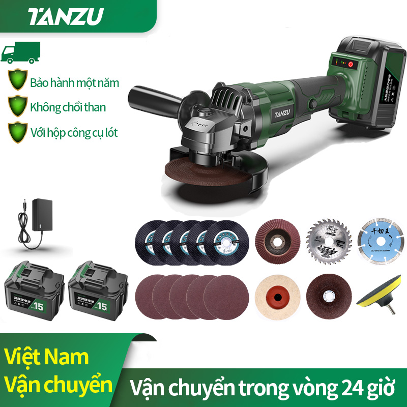 TANZU TZ-J-980 máy mài góc 4 inch sử dụng pin lithium sạc không chổi than, đá mài không dây, máy đánh bóng đa năng, và máy cắt