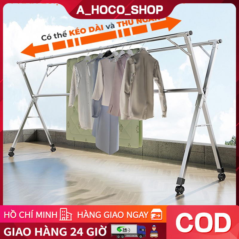 Giàn Phơi Quần Áo Thông Minh, Gấp gọn kiểu dáng giá phơi đồ có bánh xe tặng