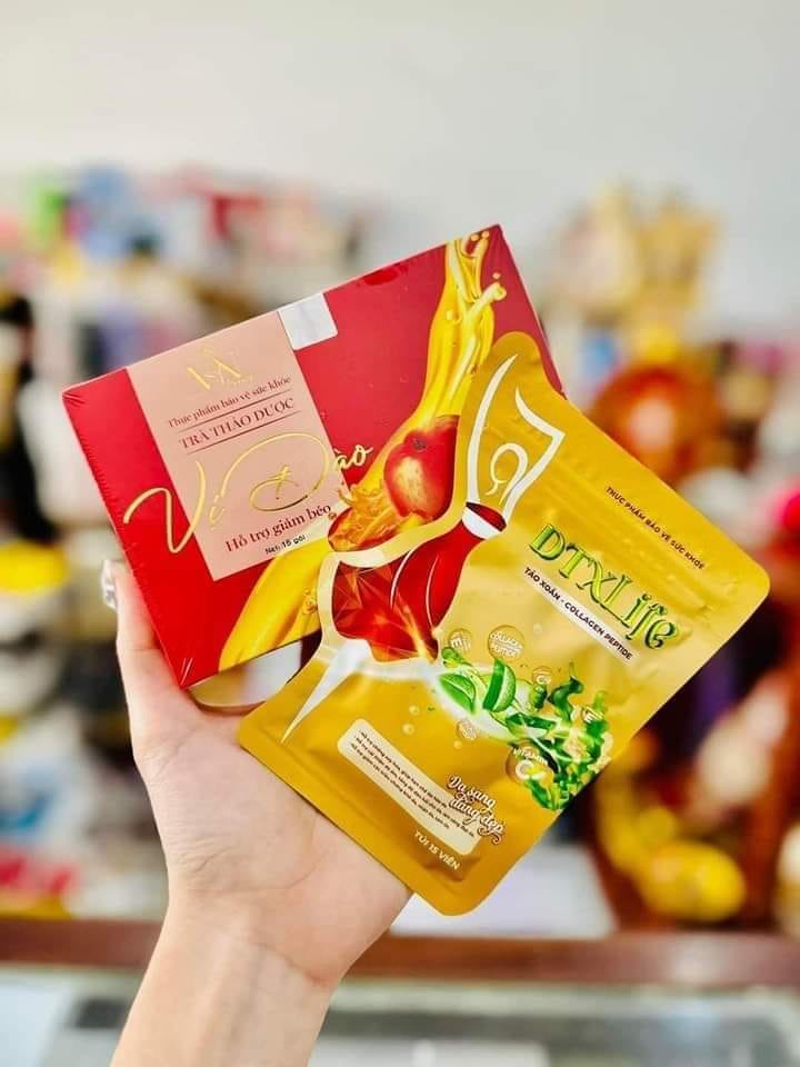 [ k gói dettox còn 1 hộp] Trà Giảm Cân Vị Đào Đông Anh - Giảm Cân Nguyễn Huỳnh Như Collagen X3
