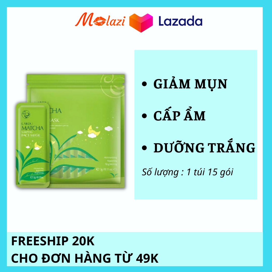 [15 gói] Mặt nạ ngủ Molazi trà xanh matcha laikou chính hãng nội địa trung có thể thay thế mặt nạ đất sét mặt nạ dưỡng da mặt nạ ngủ laneige kem dưỡng trắng da mặt mặt nạ ngủ collagen dưỡng ẩm làm trắng da Molazi.