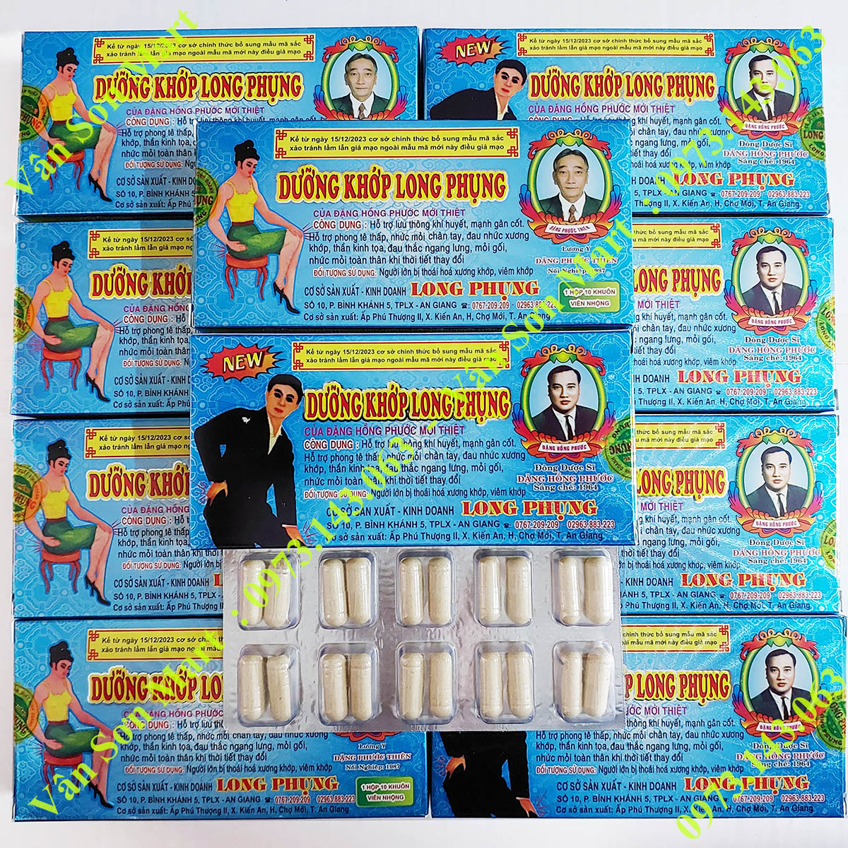 10 hộp Dưỡng Khớp Long Phụng viên nang (nhộng) trắng Đặng Hồng Phước vỉ 10 khuôn