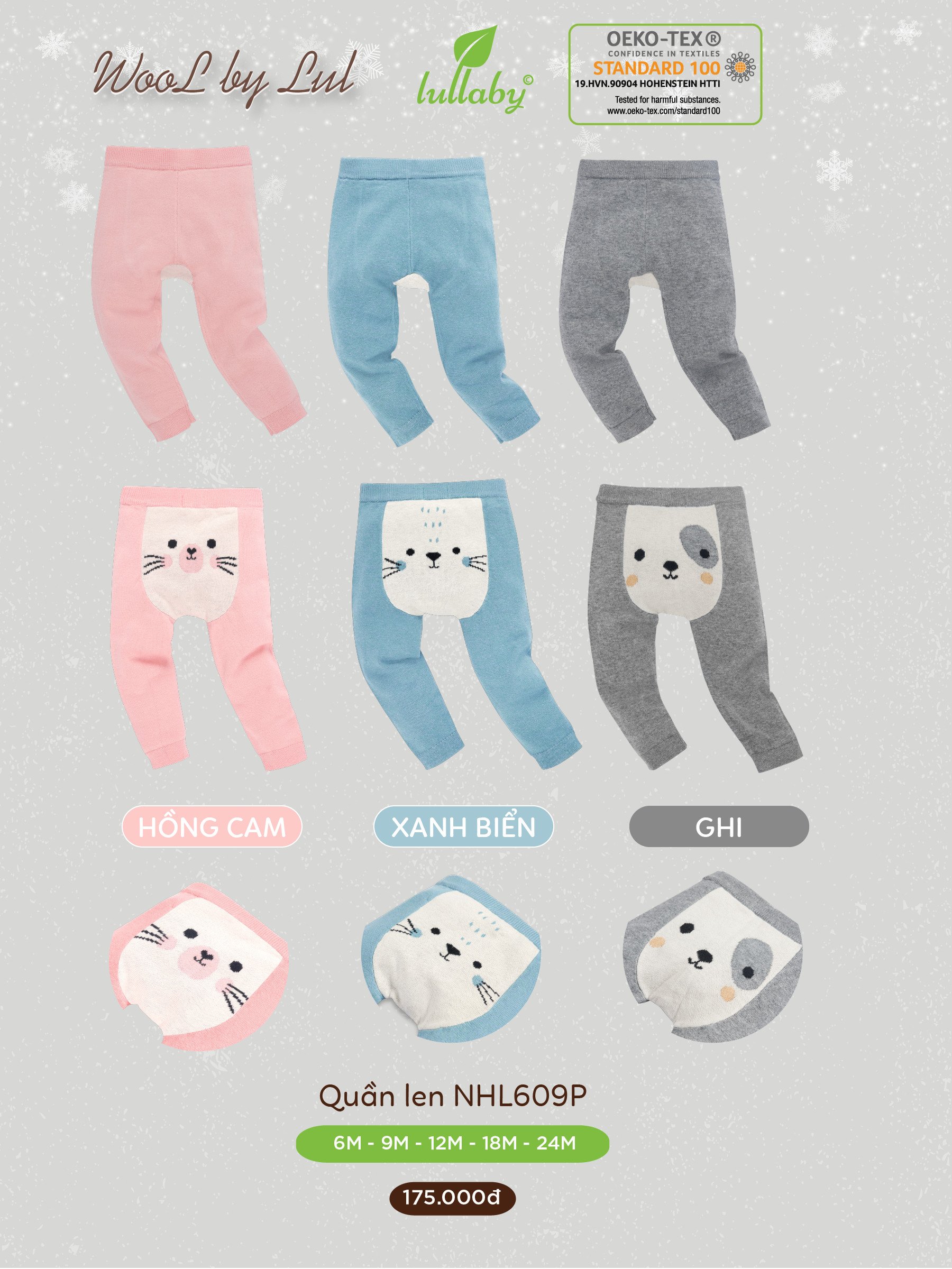 Lullaby quần len bé gái bé trai
