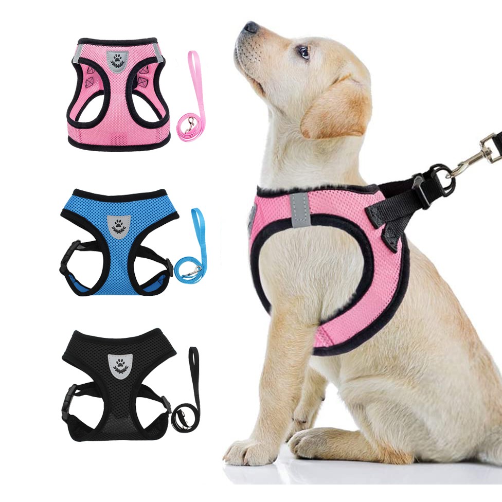 【chất lượng cao】Đai dắt thú cưng đi dạo phản quang thoáng khí tiện dụng cho chó Bulldog Chihuahuua PugDog