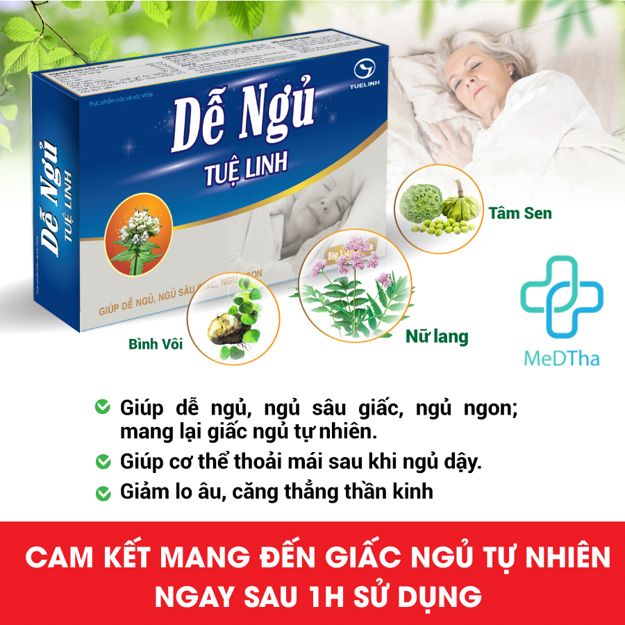 Dễ Ngủ Tuệ Linh - Hỗ trợ giấc ngủ, giúp dễ ngủ, ngủ ngon, ngủ sâu giấc [Chính Hãng]