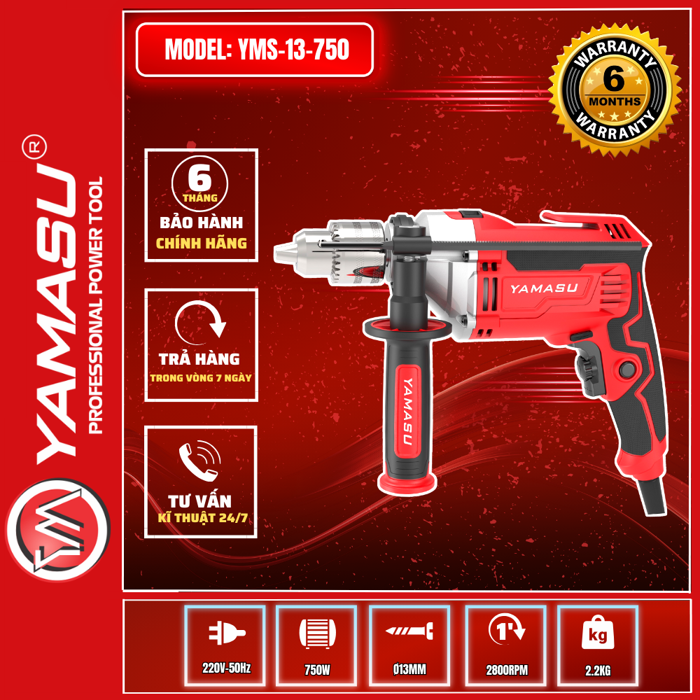 Máy khoan bắt vít 3 tầng răng yamasu yms-13