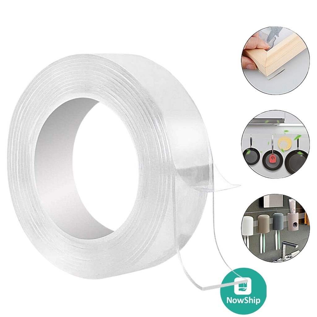 Băng dính 2 mặt siêu dính, băng keo trong suốt nano