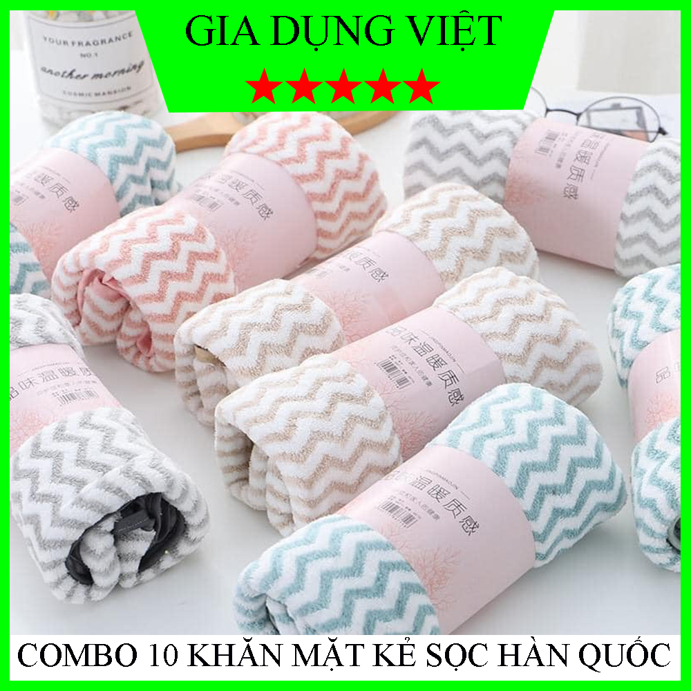 COMBO 10 Khăn mặt lông cừu xuất Hàn siêu mềm kích thước 30x50cm