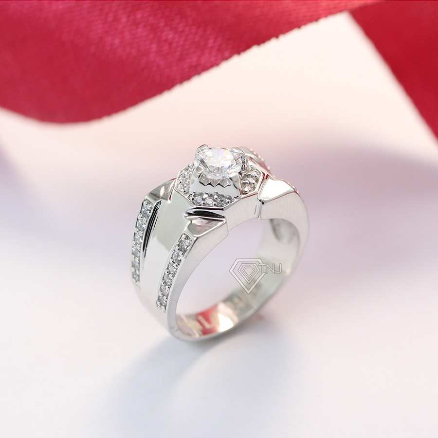 Nhẫn bạc nam đẹp đính đá trắng sang trọng NNA0095 - Trang Sức TNJ