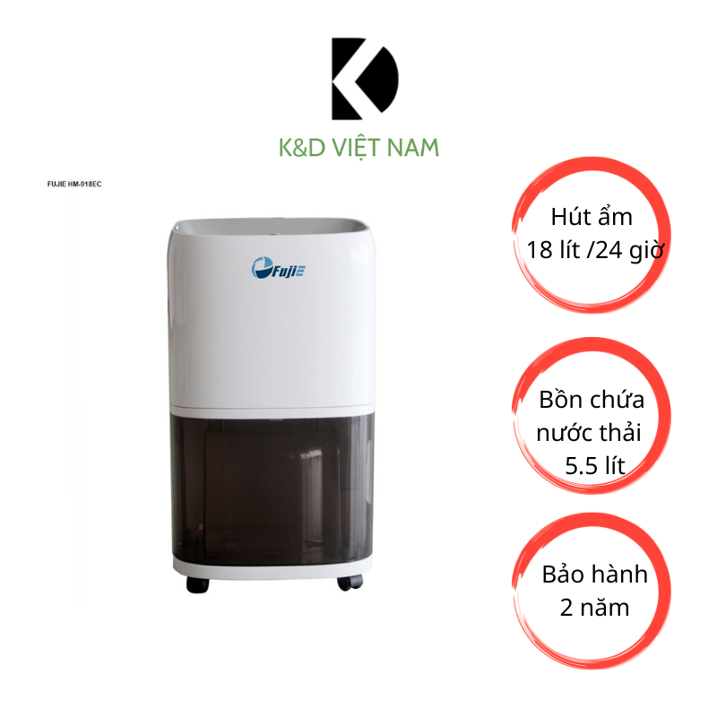 Máy hút ẩm không khí FujiE HM-918EC công suất hút ẩm 18L/ ngày - Có chức năng làm khô quần áo