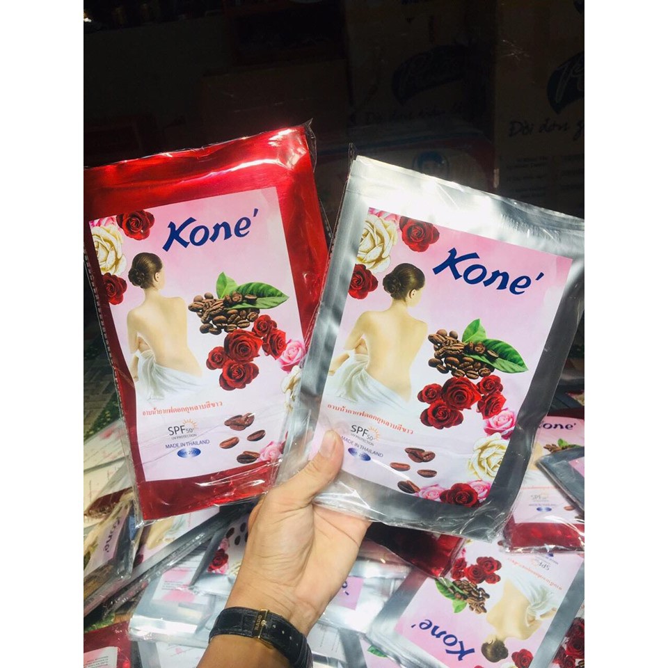 (TẶNG 1 GÓI) Combo 10 gói Tắm trăng cà phê hương hoa hồng Kone' Thái Lan