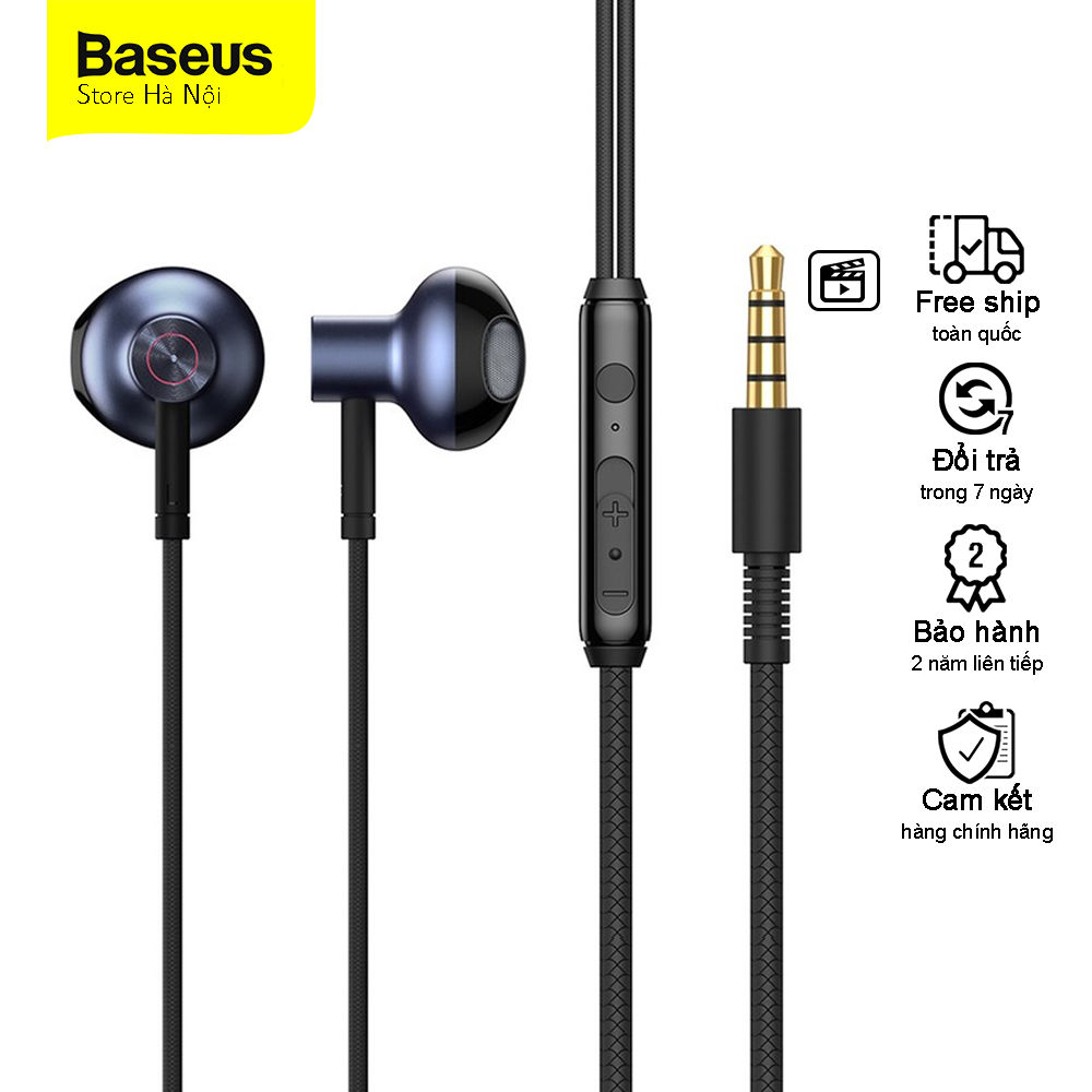 Tai Nghe Nhét Tai Baseus H19 tai nghe có dây Âm Thanh Nổi 6D Và tai nghe kèm Mic Cho Điện Thoại Xiaomi Có Dây 3.5mm