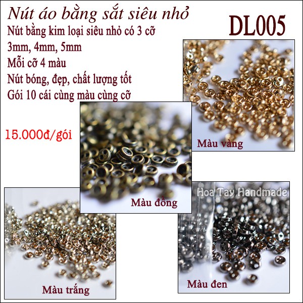 Nút áo kim loại siêu nhỏ - nút áo cho búp bê dl005