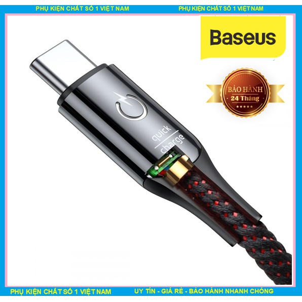 Cáp sạc Type-C tự ngắt điện khi sạc đầy Pin Baseus C-shaped Light Intelligent 3A - Hàng chính hãng BASEUS