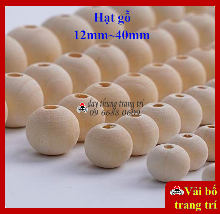 Hạt gỗ tròn, hạt gỗ mộc, hạt gỗ xâu vòng, hạt gỗ màu, làm macrame, handmade, decor, vòng gỗ đeo tay, đủ size, đủ màu