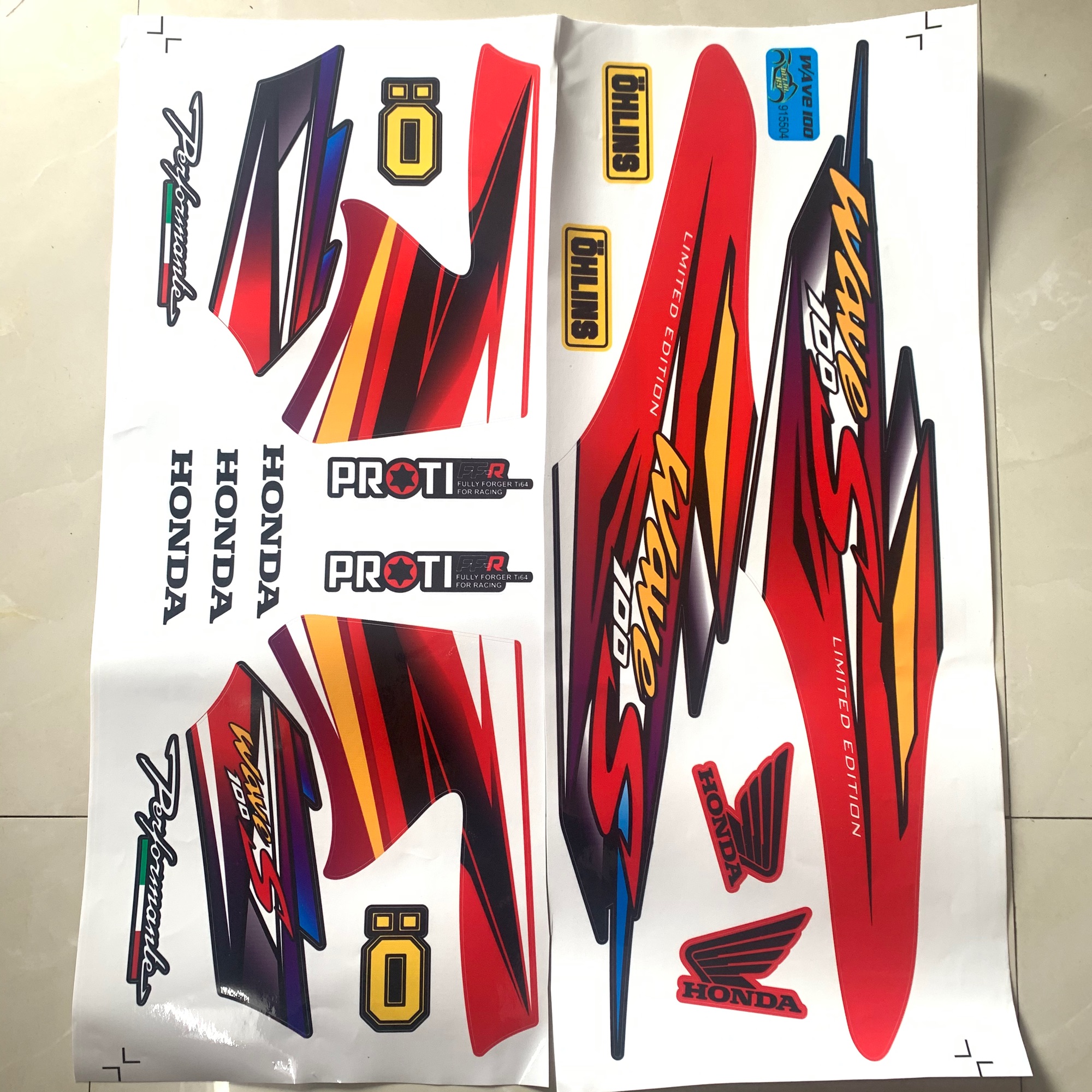 Tem Chế Wave S 100 Đỏ 09162 Cán 3 Lớp Chống Phai Màu