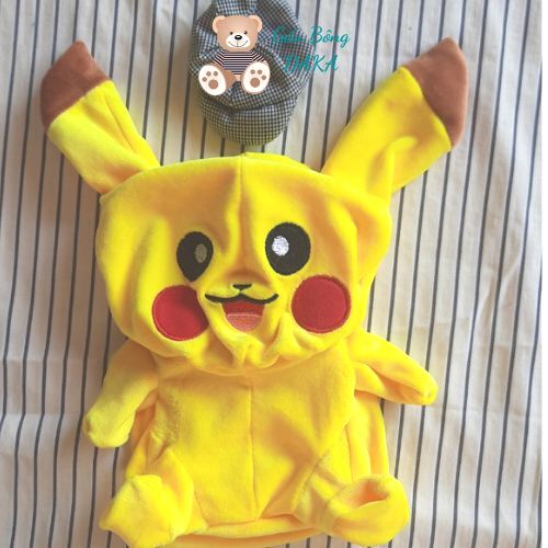 Vỏ gấu bông pikachu đội mũ , thú nhồi bông pikachu siêu dễ thương size 30cm & 40cm