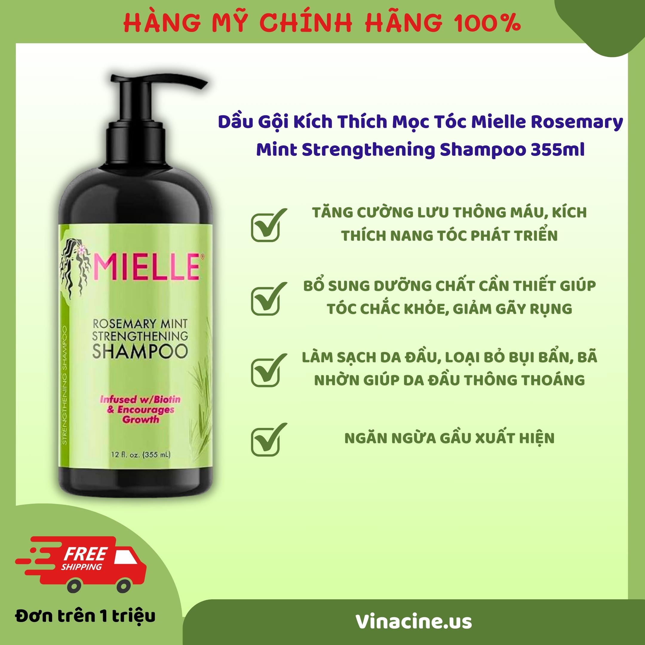 Dầu Gội Kích Thích Mọc Tóc Mielle Rosemary Mint Strengthening Shampoo 355ml