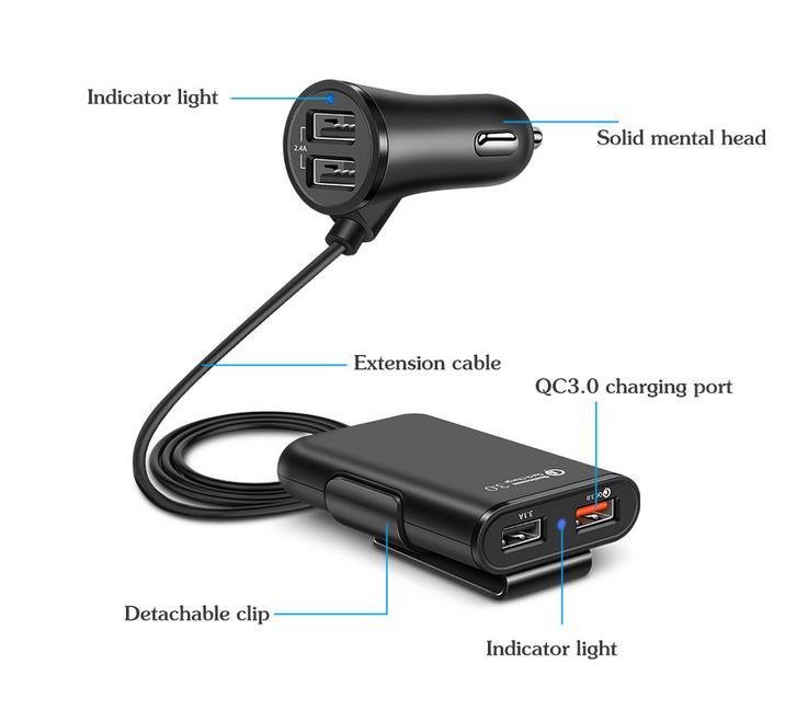Củ sạc nhanh QC3.0 dành cho ô tô 4 cổng sạc, tẩu sạc ô tô sạc nhanh QC3.0 Tẩu sạc oto,tau sac xe,Tẩu Sạc USB, Cốc sạc
