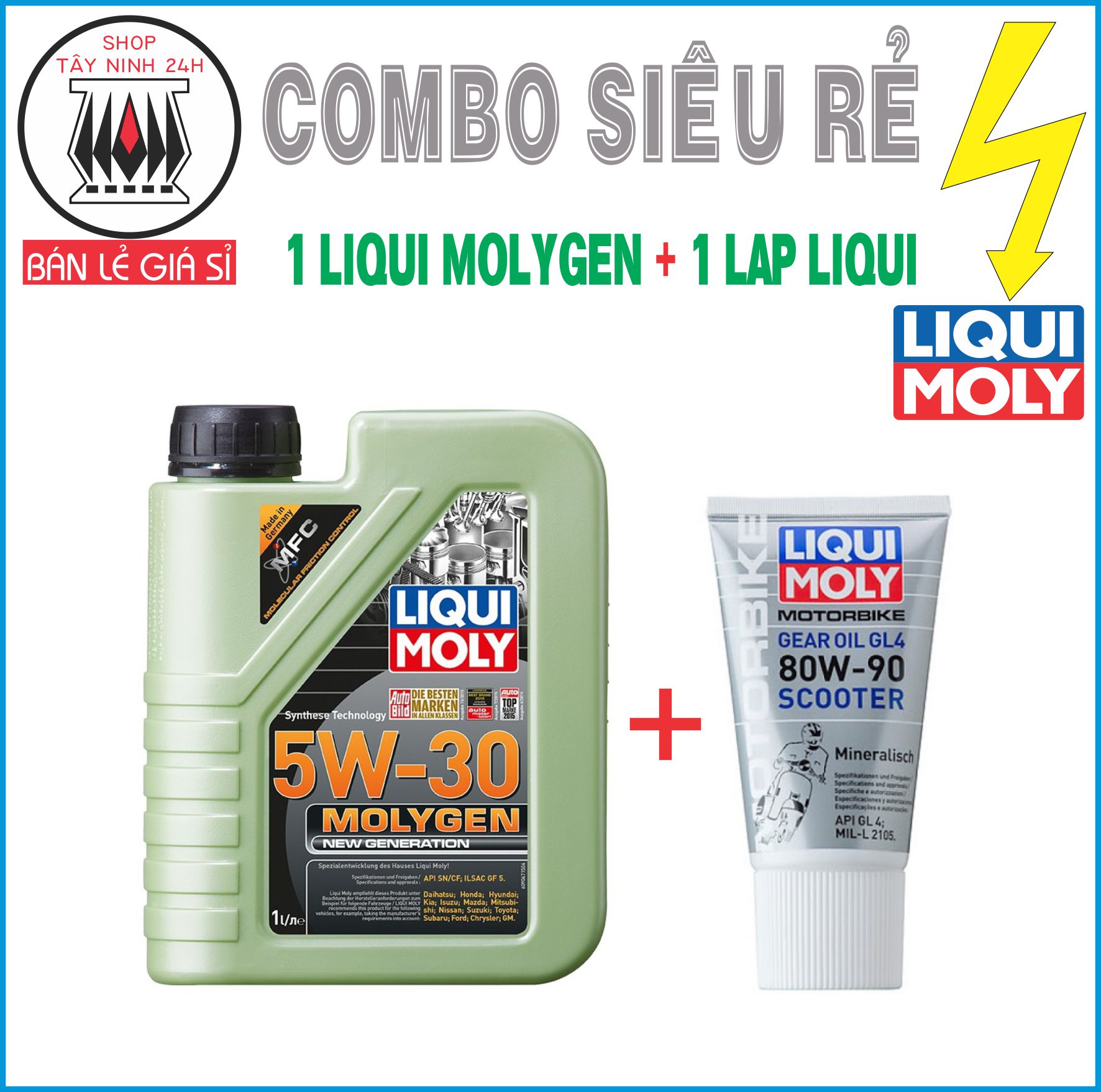 Combo 1 liqui molygen 5w30 + 1 lap liqui 80w90