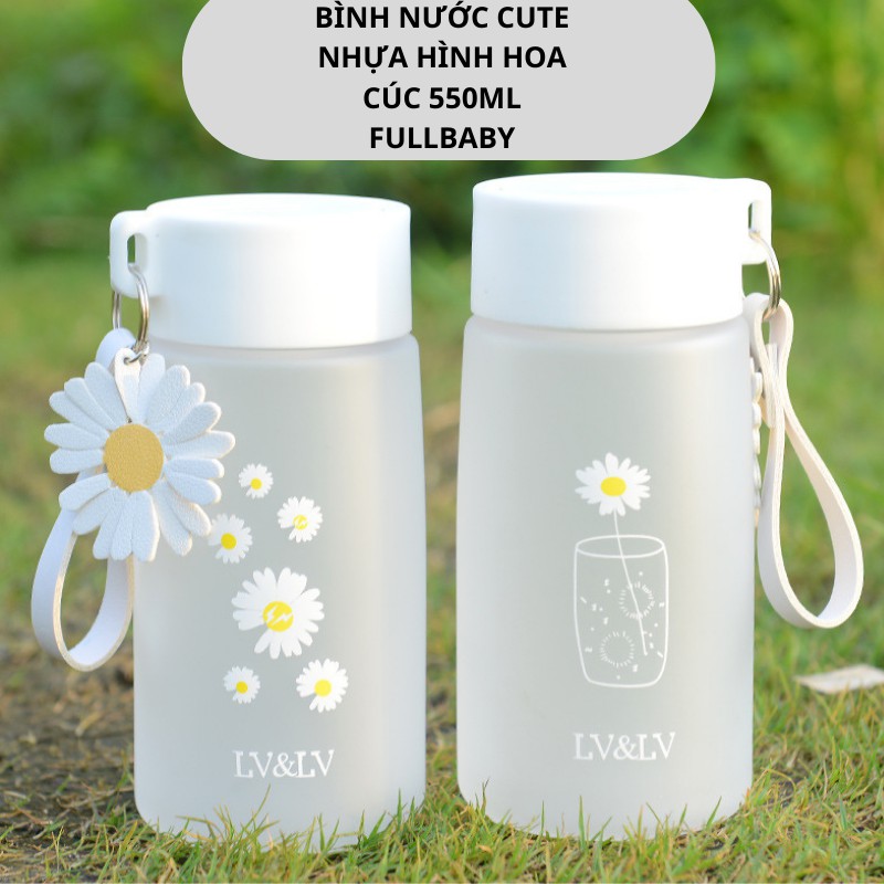 Bình nước cute nhựa hoa cúc mini dễ thương 550ml