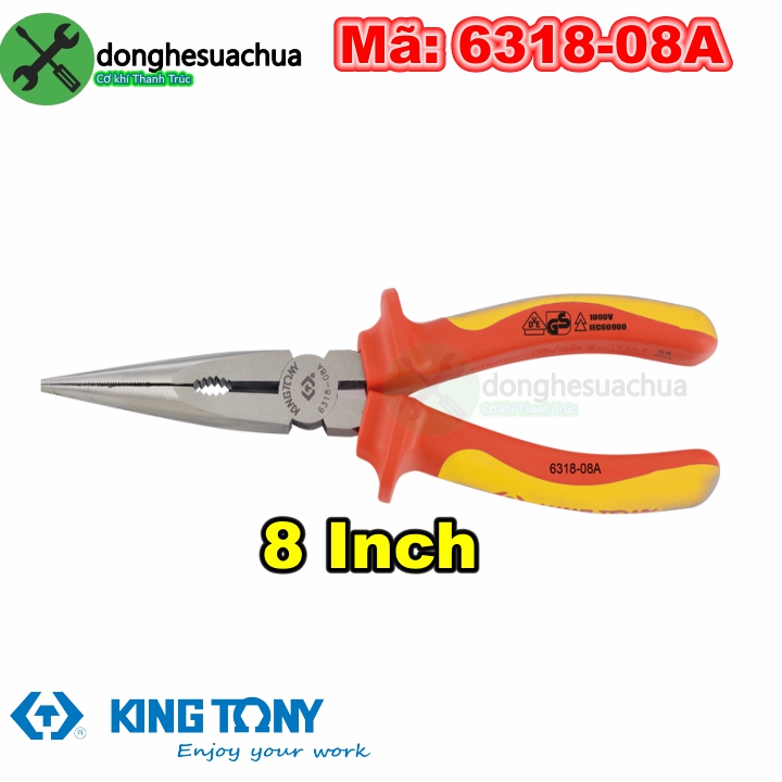 Kềm mỏ nhọn kingtony 6318-08a 1000v 8 inch