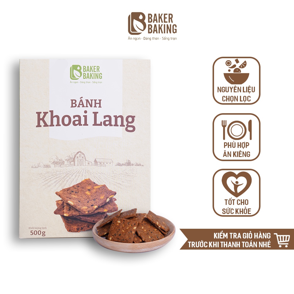 Bánh ăn kiêng Baker Baking khoai lang hỗ trợ ăn kiêng giảm cân không đường dành cho người tiểu đường, keto/das, eatclean