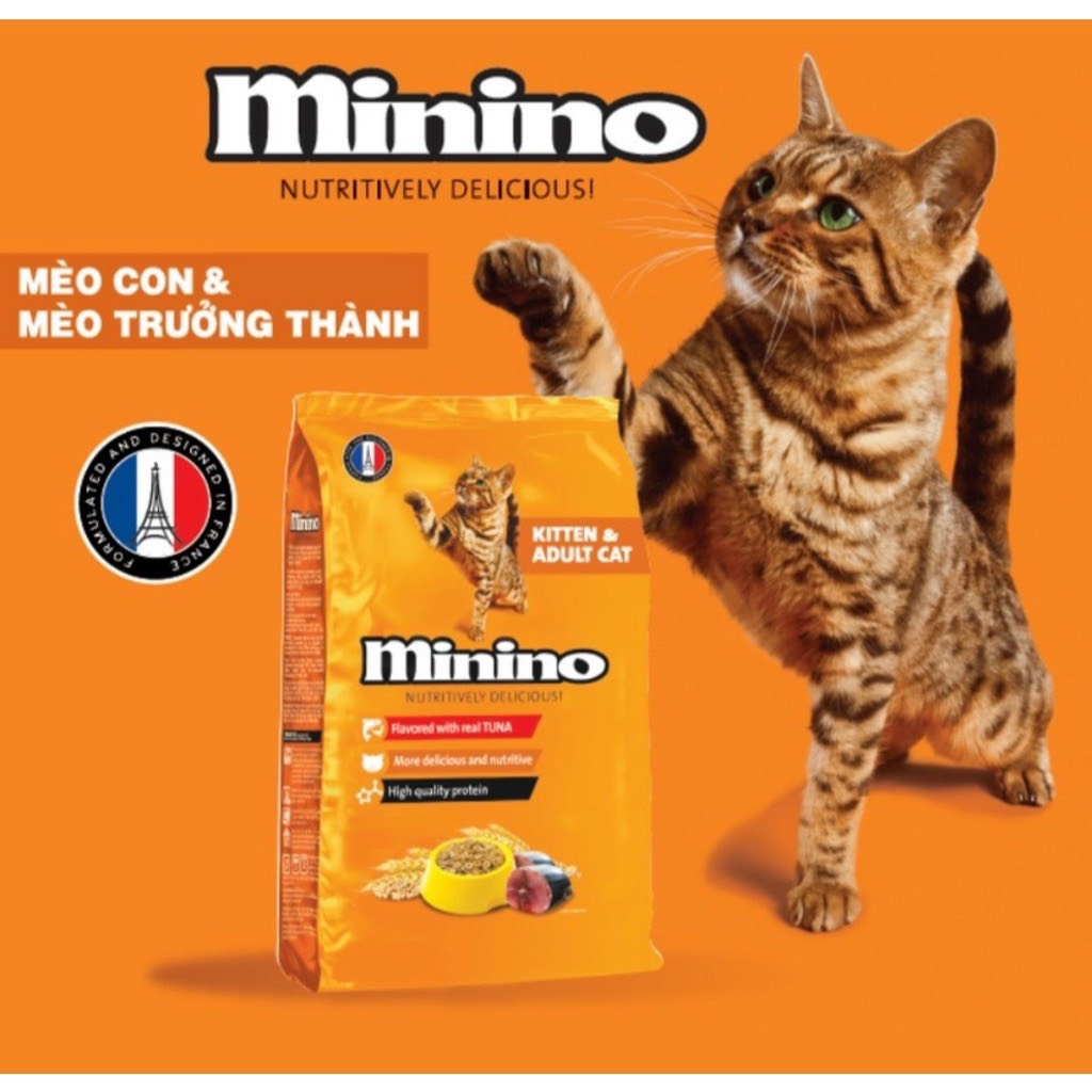 Hạt thức ăn cho mèo Minino vị cá ngừ gói trọng lượng 480gram