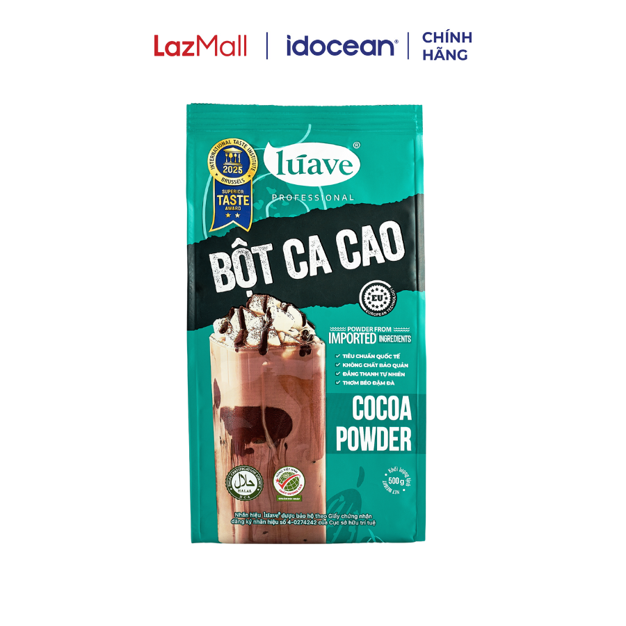  Bột Cacao Lúave 500G - Đậm Vị Đắng Béo Dễ Pha Chế Làm Cacao Sữa Trà Sữa Sô Cô La Làm Bánh Kem,.. 