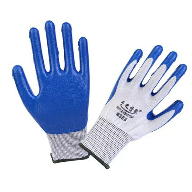 1 đôi Găng tay bảo hộ lao động phủ cao su Pu 388
