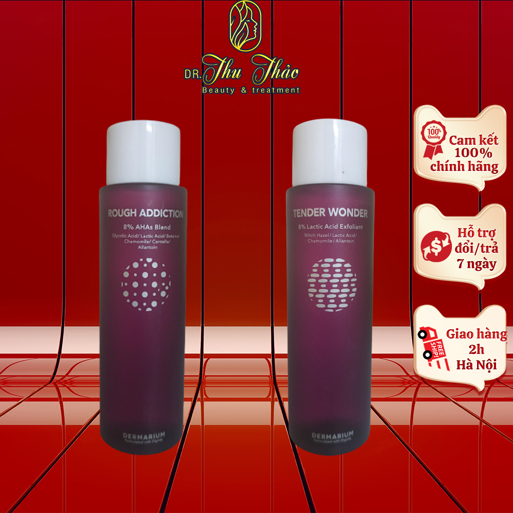 Toner AHA Dermarium Tender Wonder, Rough Addiction tẩy tế bào chết, giảm thâm, làm sáng da 150ml