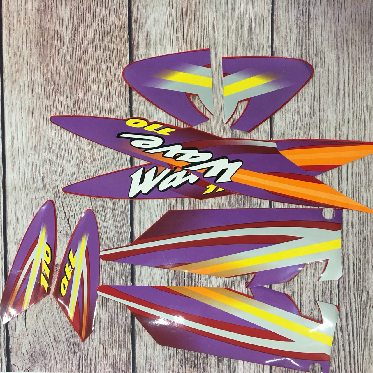 Bộ Tem dành cho xe Wave thái 110 , wave nhỏ 110 , alpha ,wave đời 1997 đến 2006  màu Cam Tím [D39]