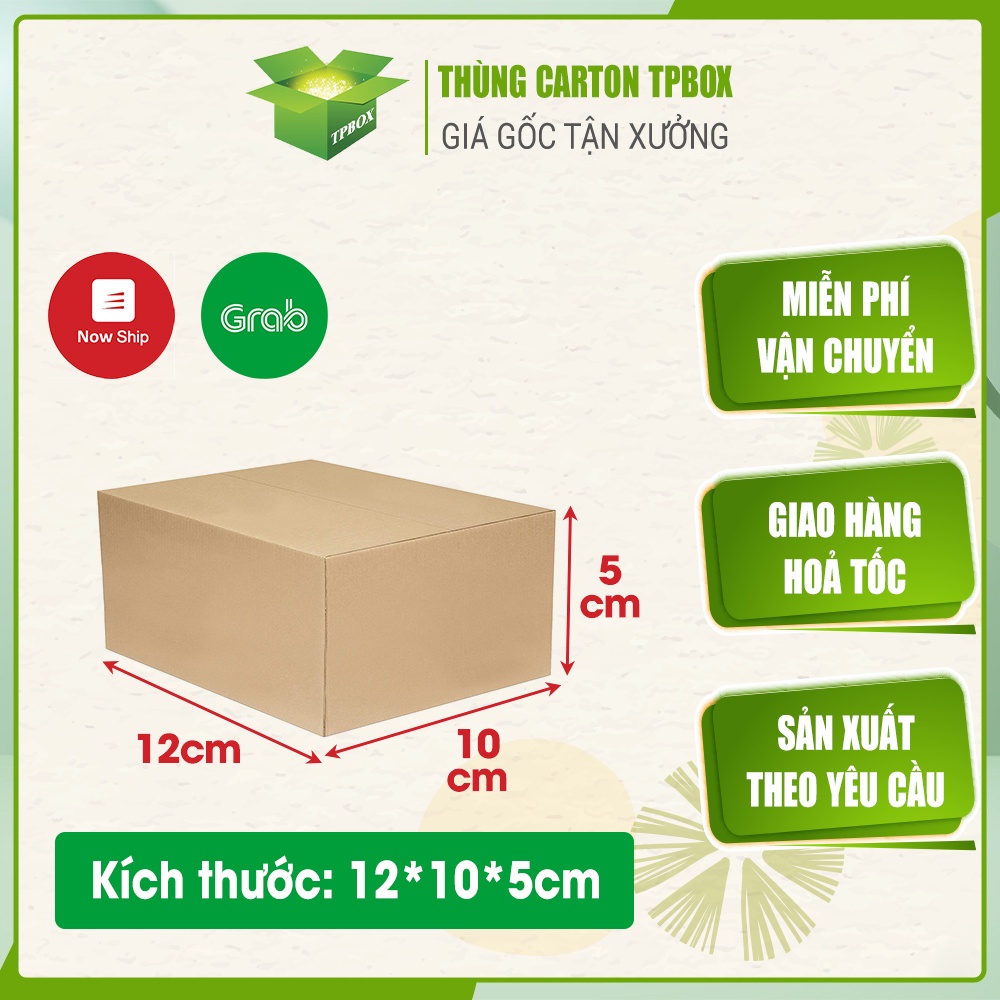 Thùng giấy carton size 12x10x5cm, combo 100 hộp đóng hàng