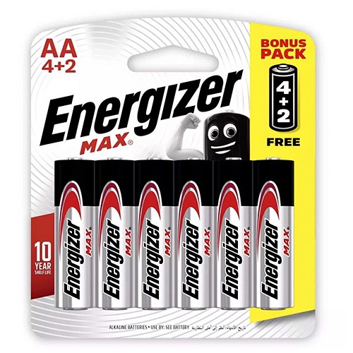 Pin 2a 1.5v siêu bền bỉ energizer max aa e91 bp4+2