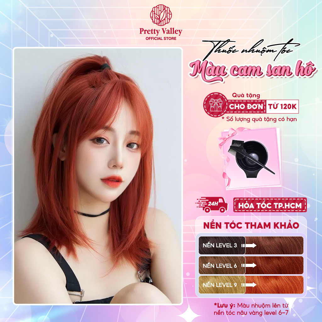 Thuốc nhuộm tóc, thuốc nhuộm màu CAM SAN HÔ Molokai siêu dưỡng - Pretty Valley Hair