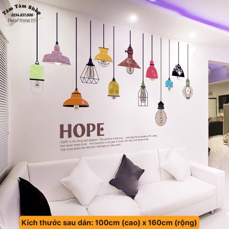 Decal dán tường đèn Hope trang trí phòng khách,phòng ngủ.